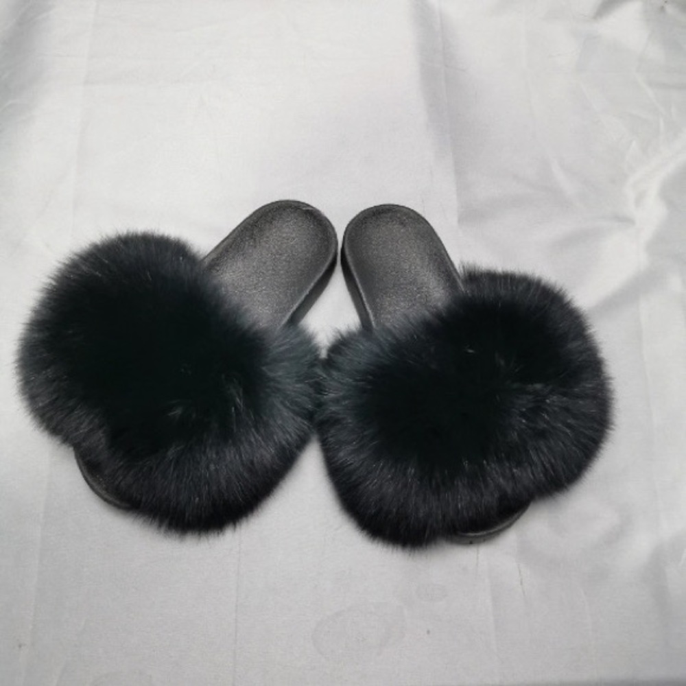 Black fur slides 2 for $55 Mix & Match